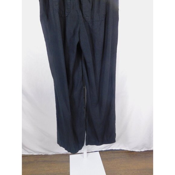 Briggs Pants Womens Medium Black Linen Blend Pull On Wide Leg Elastic Waist - Picture 5 of 9